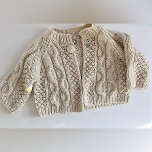 Cream cable knit sweater, cropped